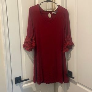Red half sleeve dress